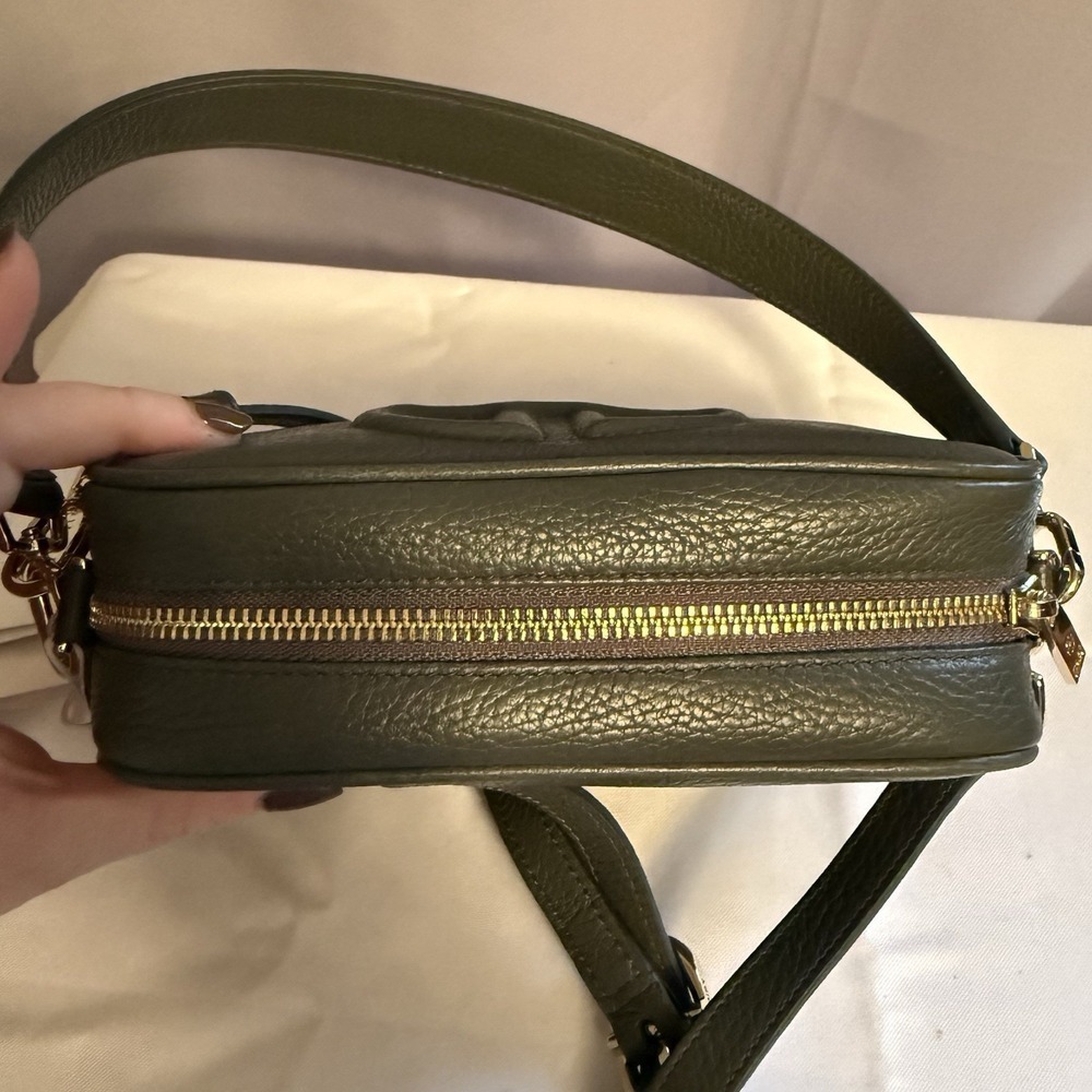 Anine Bing Lili Crossbody Shoulder Bag Green Pebbled Leather Handbag NWT - Picture 7 of 16